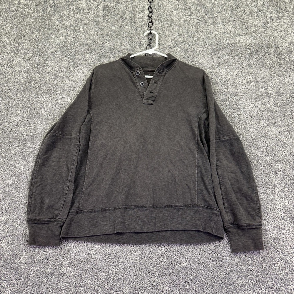 Gap Sweatshirt Mens Small Gray Cotton Knit Henley Pullover Solid Basic